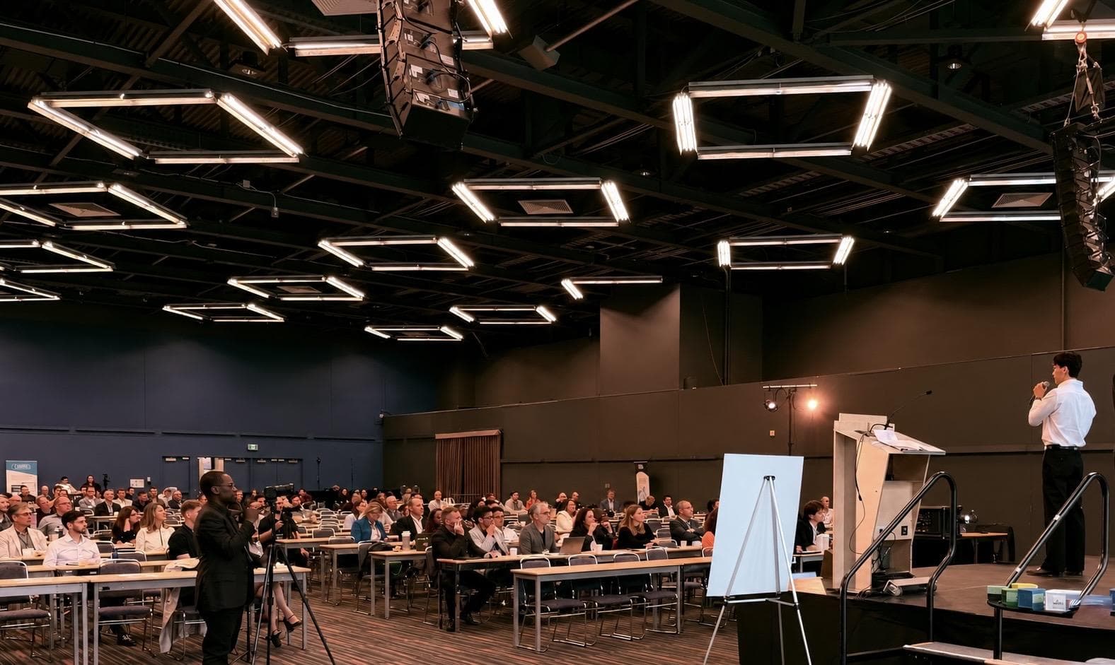 Audience attending a presentation at PitchTech Innovation Construction
